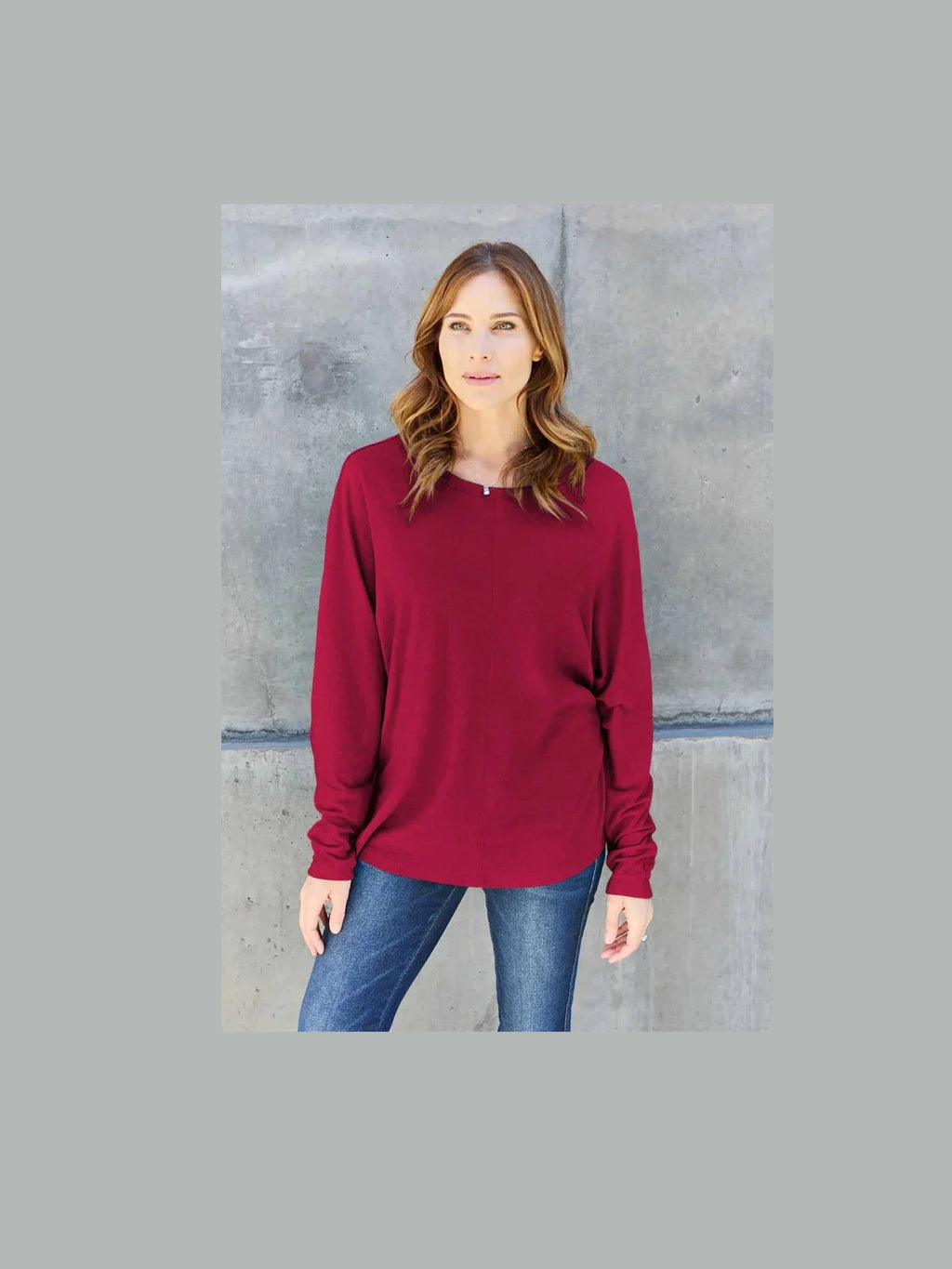 Double Take Full Size Round Neck Long Sleeve T-Shirt -- 