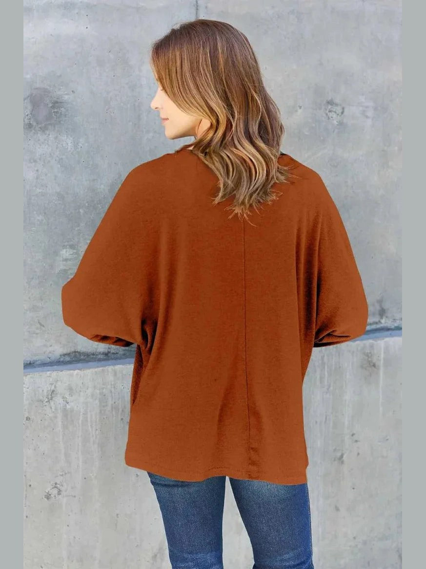 Double Take Full Size Round Neck Long Sleeve T-Shirt -- 