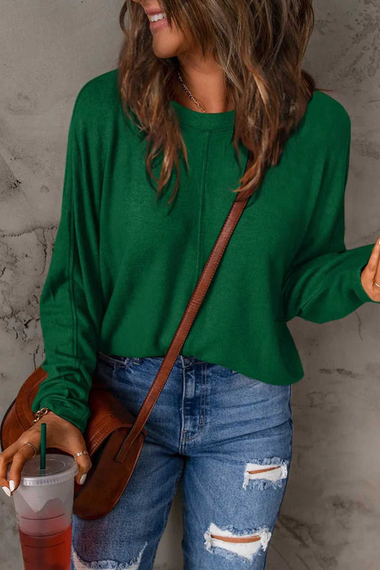 Double Take Full Size Round Neck Long Sleeve T-Shirt - Hopeford Streams