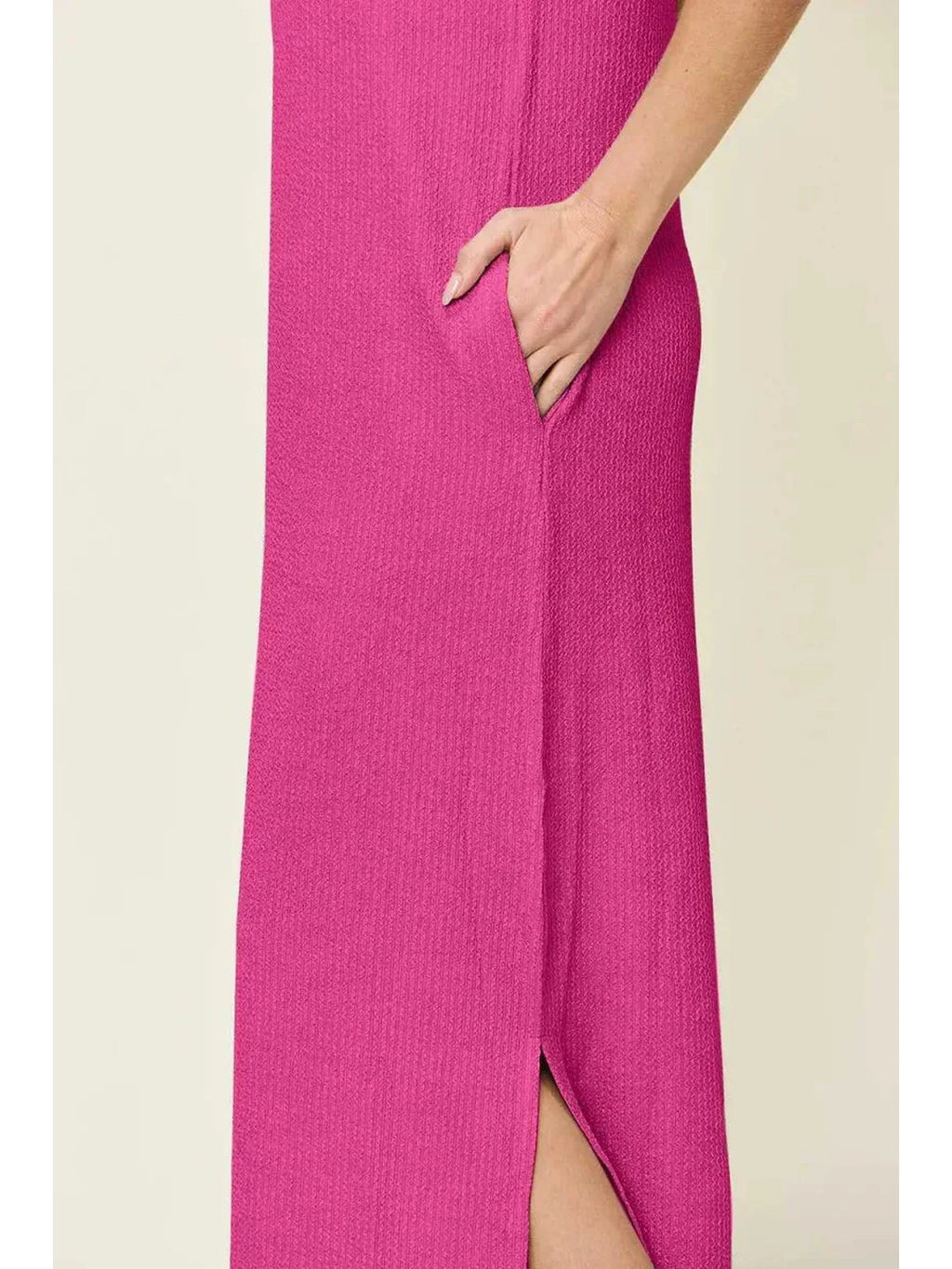 Double Take Full Size Texture Mock Neck Sleeveless Maxi Dress -- 