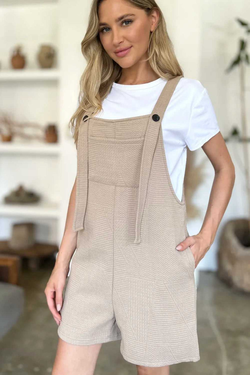 Double Take Full Size Texture Sleeveless Romper - Hopeford Streams