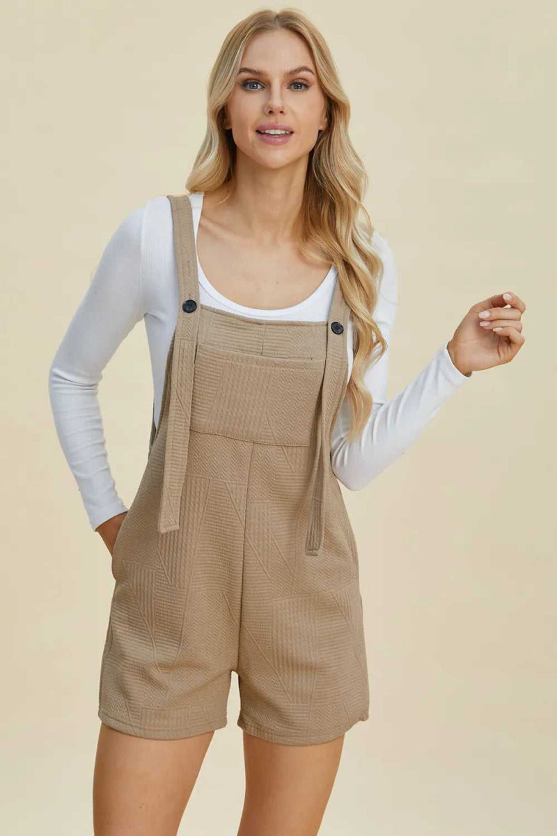 Double Take Full Size Texture Sleeveless Romper - Hopeford Streams
