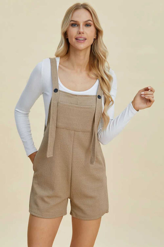 Double Take Full Size Texture Sleeveless Romper - Hopeford Streams