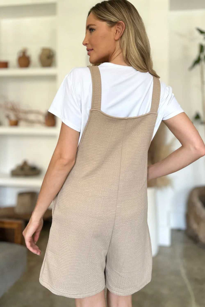 Double Take Full Size Texture Sleeveless Romper - Hopeford Streams