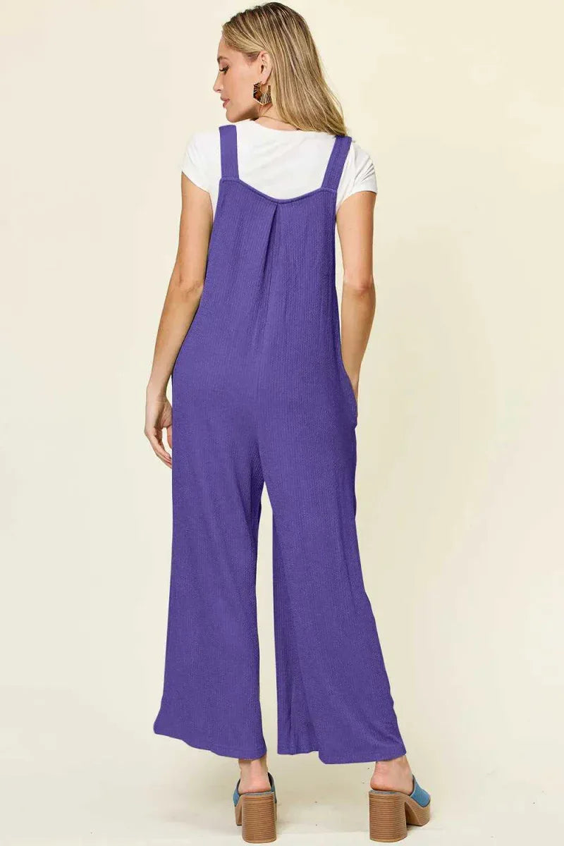 Full Size Texture Sleeveless Wide Leg Overall by Double Take -- 