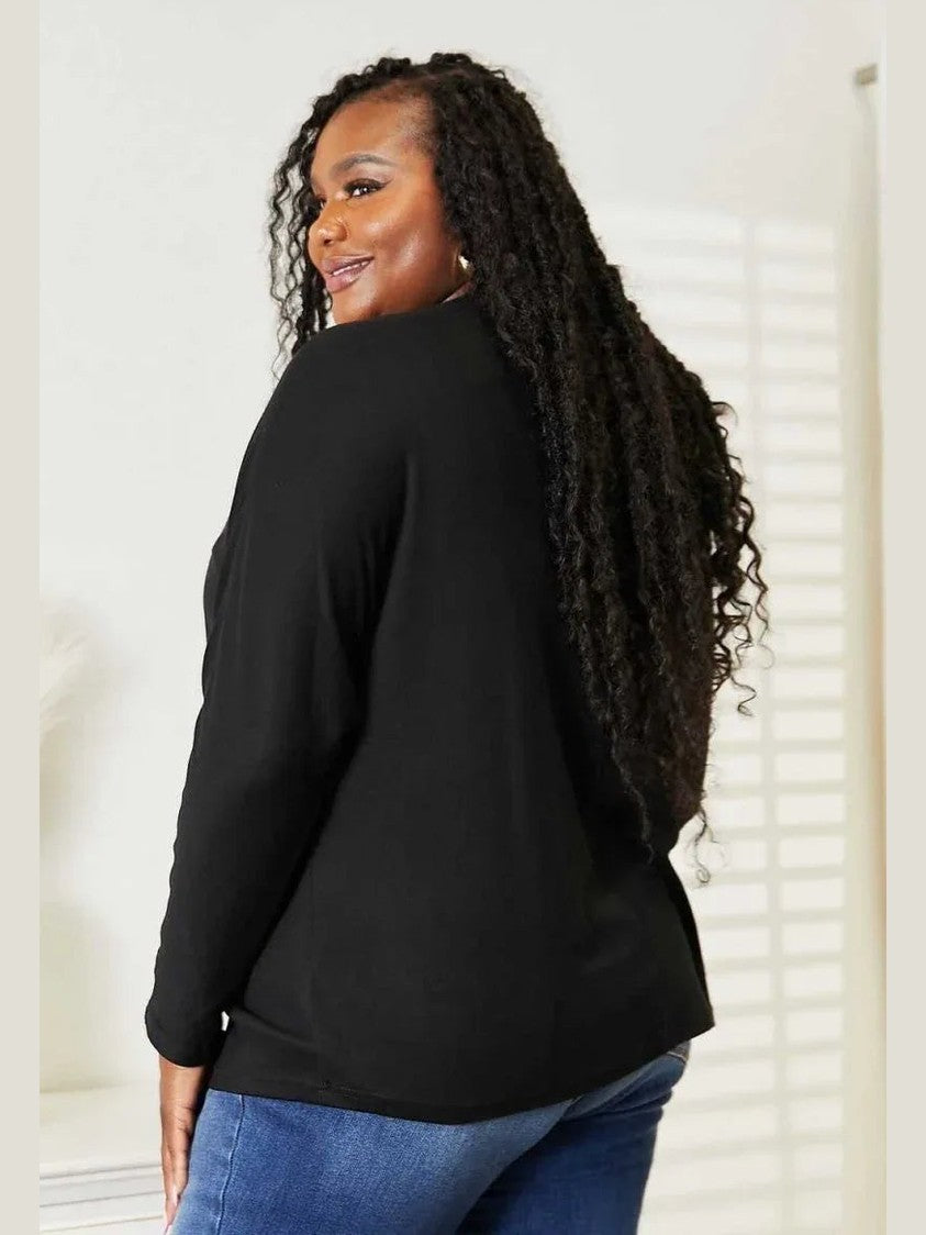 Double Take Seam Detail Round Neck Long Sleeve Top -- 