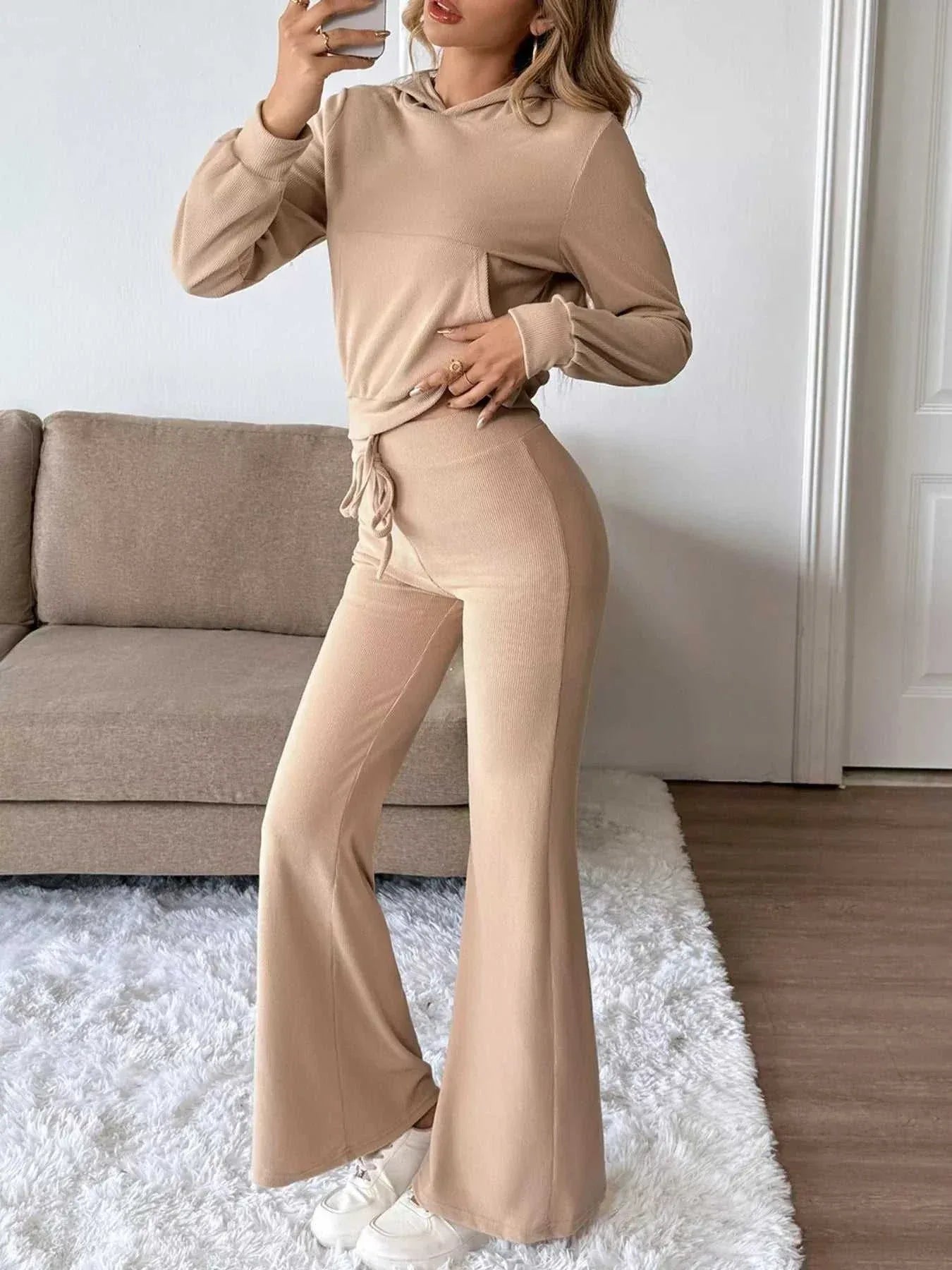 Long Sleeve Hoodie and Pants Set -- 