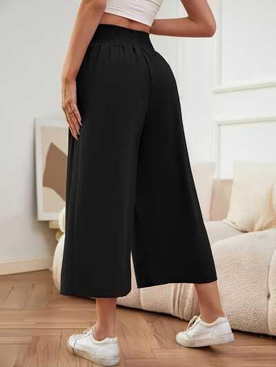 Elastic Waist Wide Leg Pants -- 
