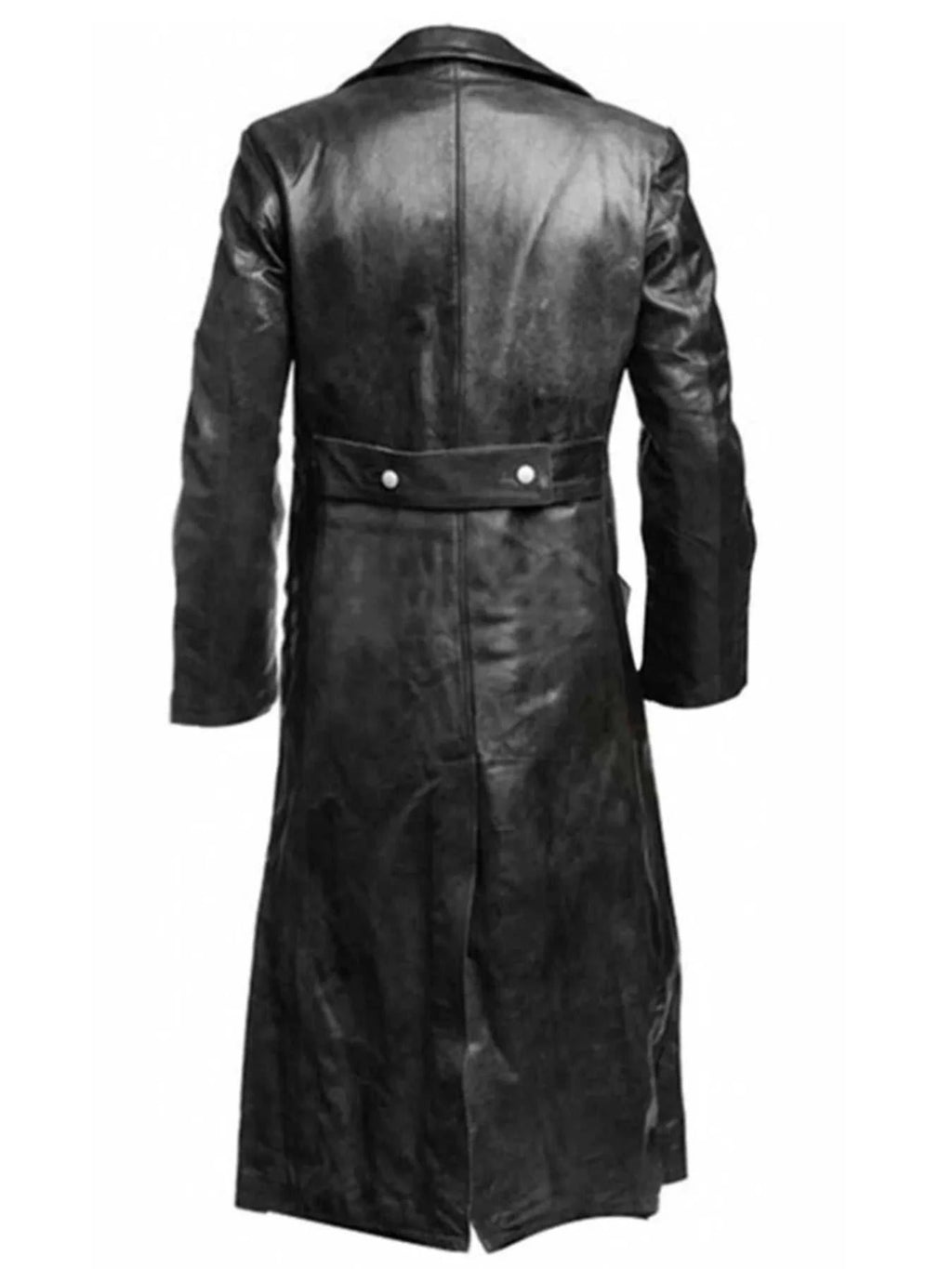 Men's Full Size Double-Breasted Leather Trench Coat Plus Size