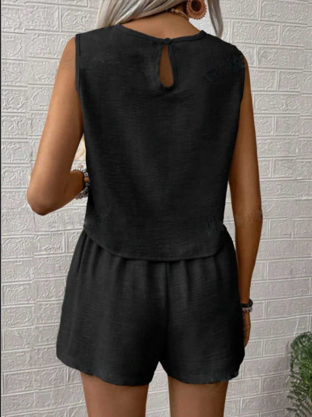 Round Neck Sleeveless Top and Shorts Set