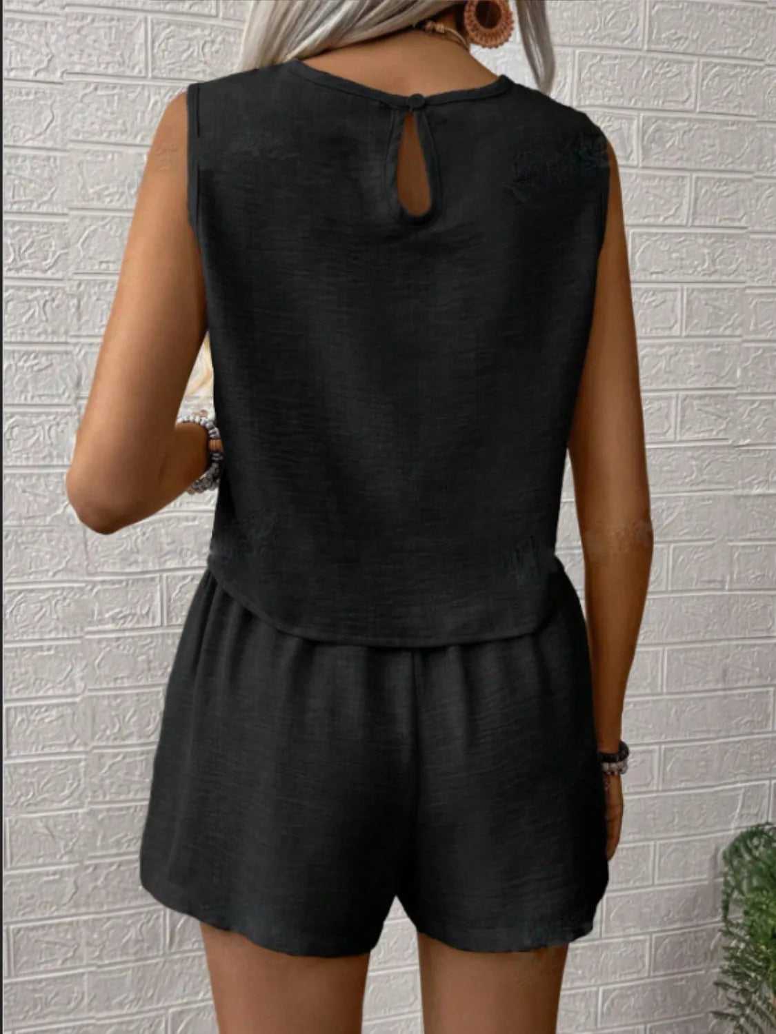 Round Neck Sleeveless Top and Shorts Set
