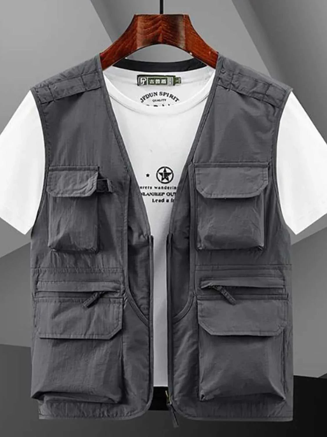 Men's Plus Size Zip Up V-Neck Vest