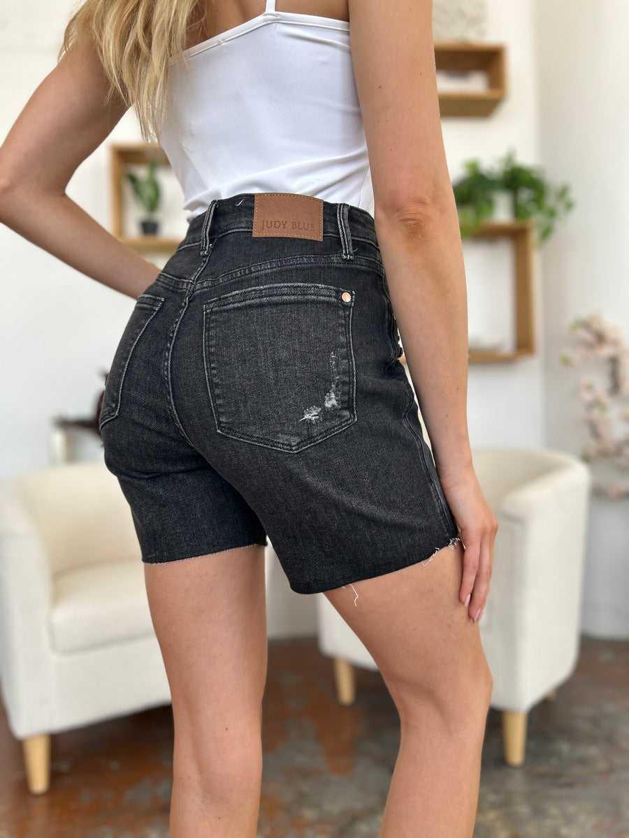 Judy Blue Full Size High Waist Rigid Magic Denim Shorts -- 
