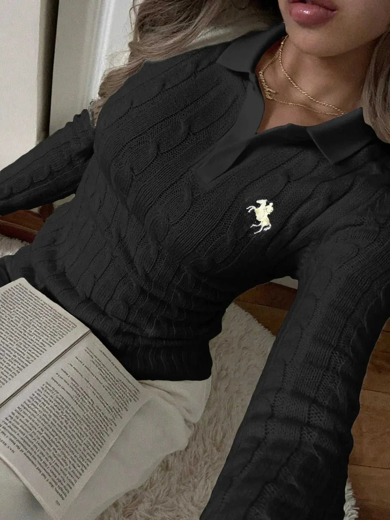 Cable Knit Long Sleeve Sweater -- 