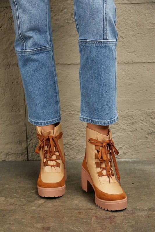 East Lion Corp Lace Up Lug Booties - Hopeford Streams