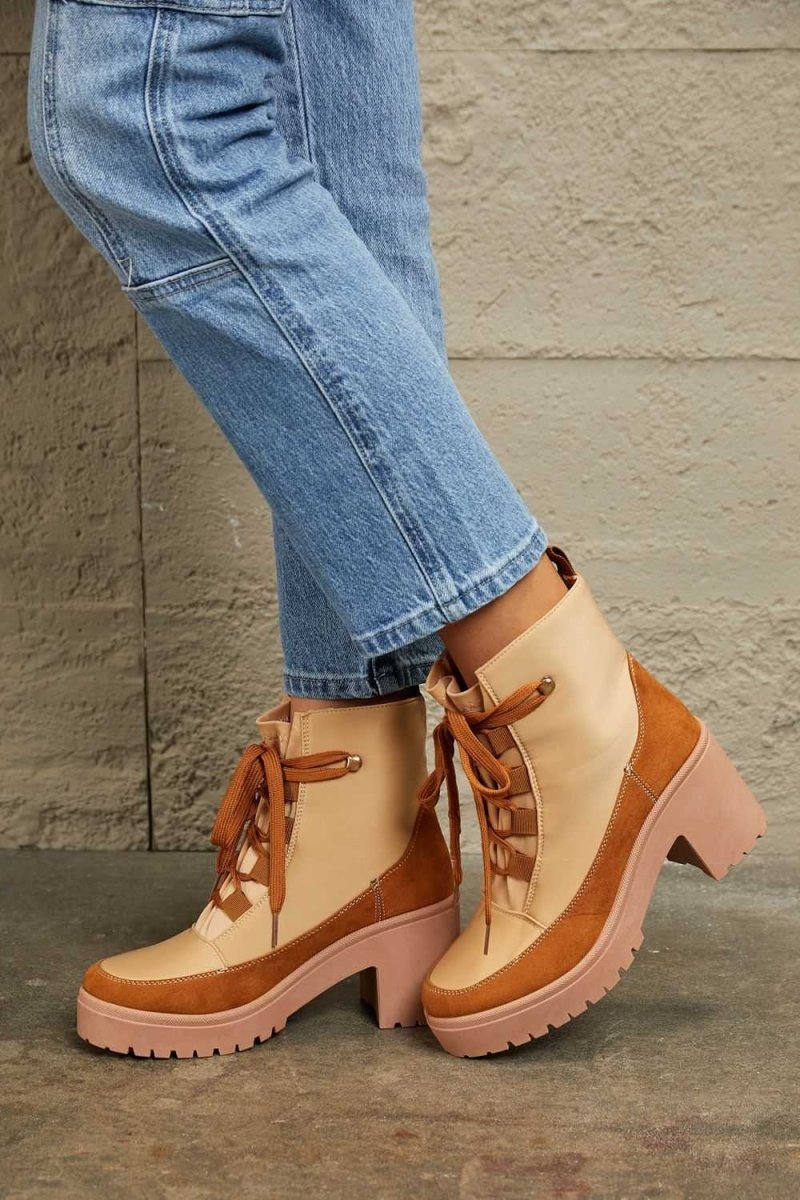 East Lion Corp Lace Up Lug Booties - Hopeford Streams