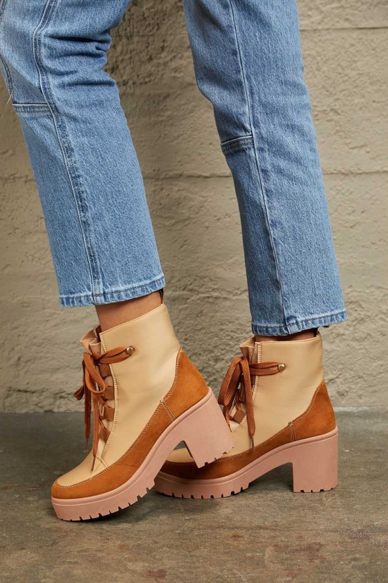 East Lion Corp Lace Up Lug Booties - Hopeford Streams