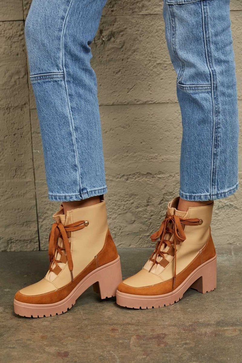 East Lion Corp Lace Up Lug Booties - Hopeford Streams