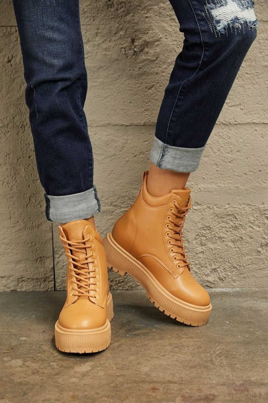East Lion Corp Platform Combat Boots - Hopeford Streams