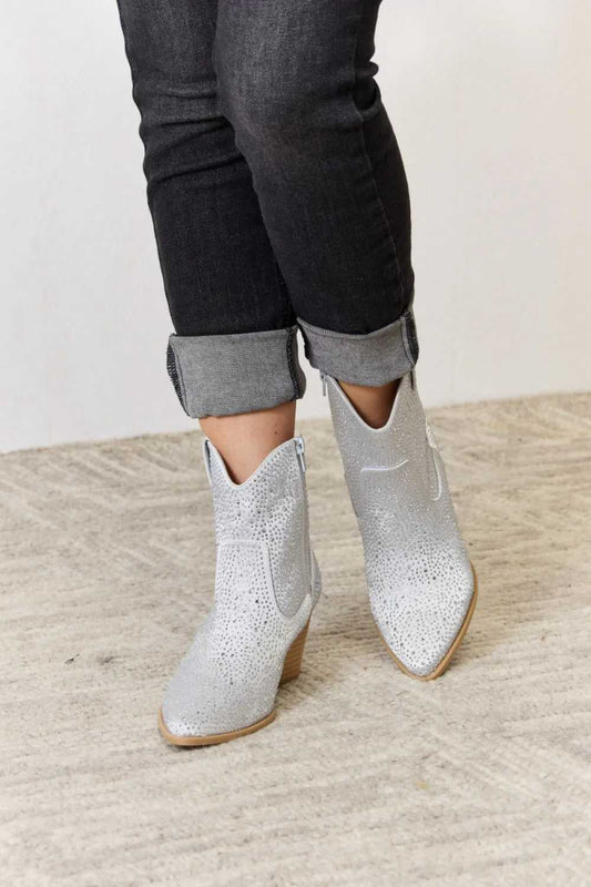 East Lion Corp Rhinestone Ankle Cowboy Boots - Hopeford Streams