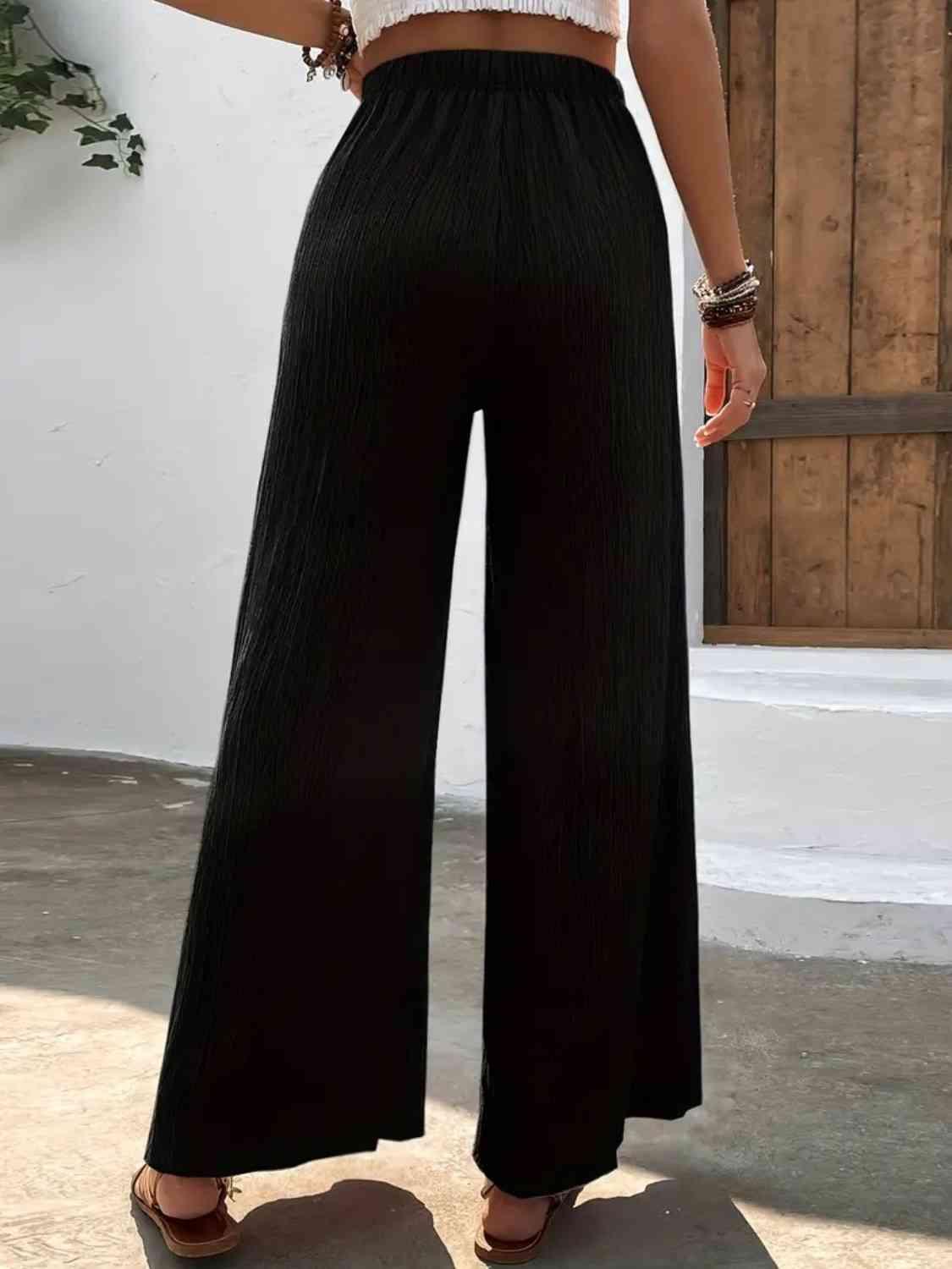 Full Size High Waist Wide Leg Pants -- 