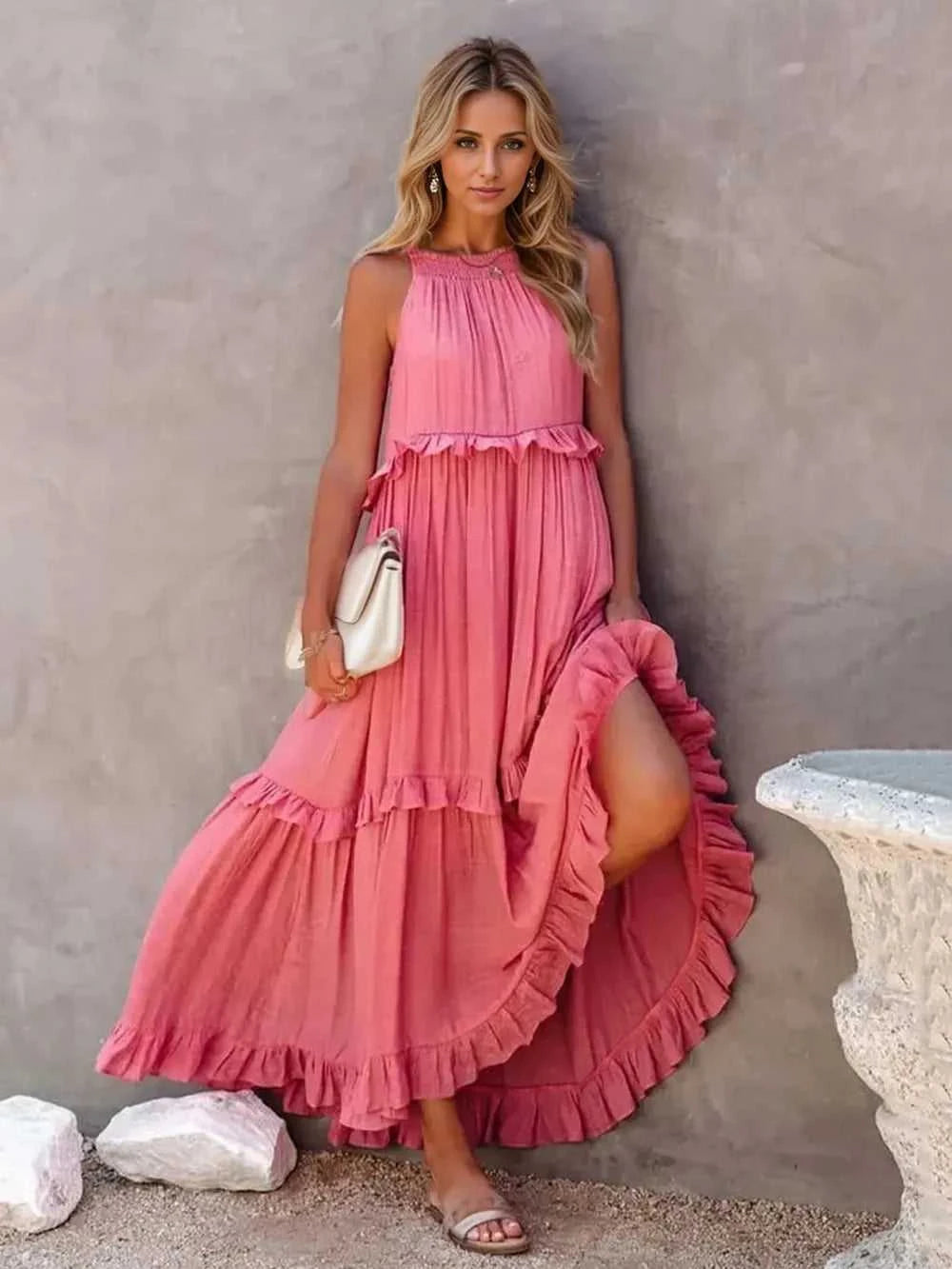 Ruffled Sleeveless Tiered Maxi Dress with Pockets - product_type from hopeford-streams.myshopify.com