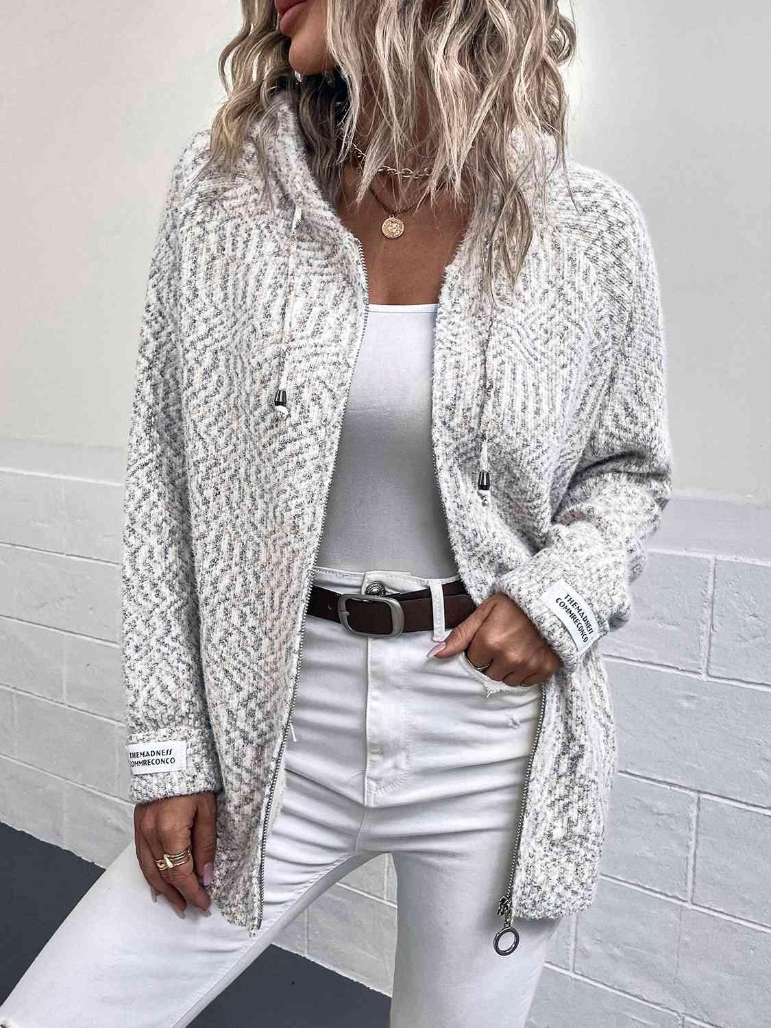 Zip-Up Hooded Sweater -- 