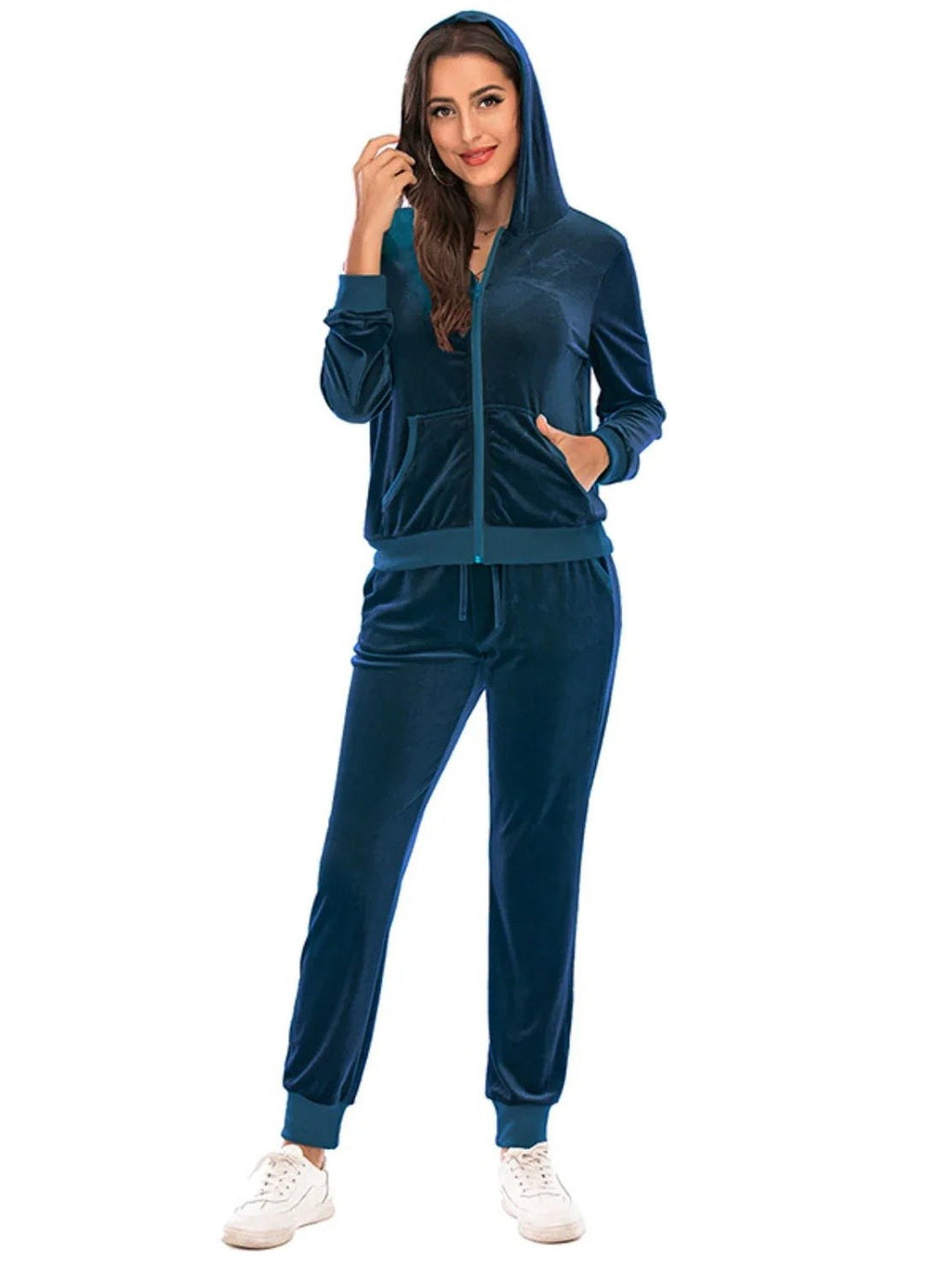 Zip-Up Hooded Jacket and Pants Set -- 