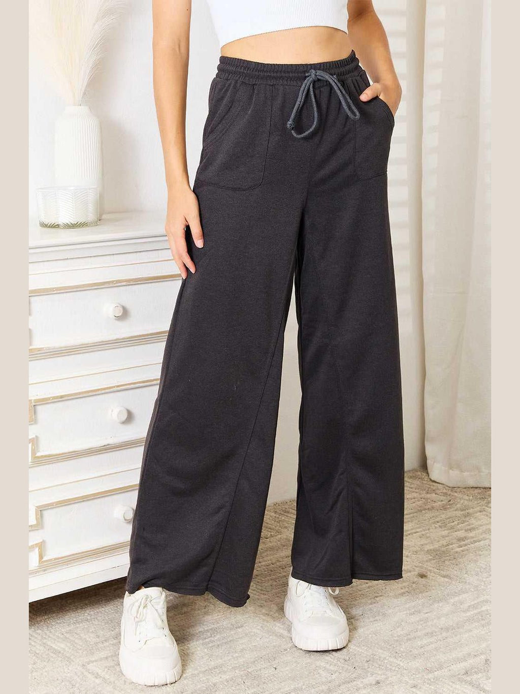 Basic Bae Wide Leg Pocketed Pants -- 