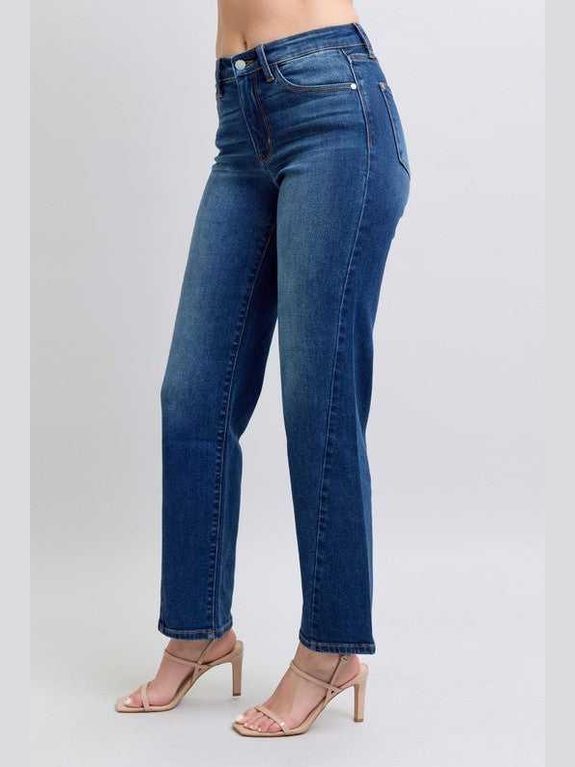 Judy Blue Full Size Side Seam Detail Straight Jeans with Pockets -- 