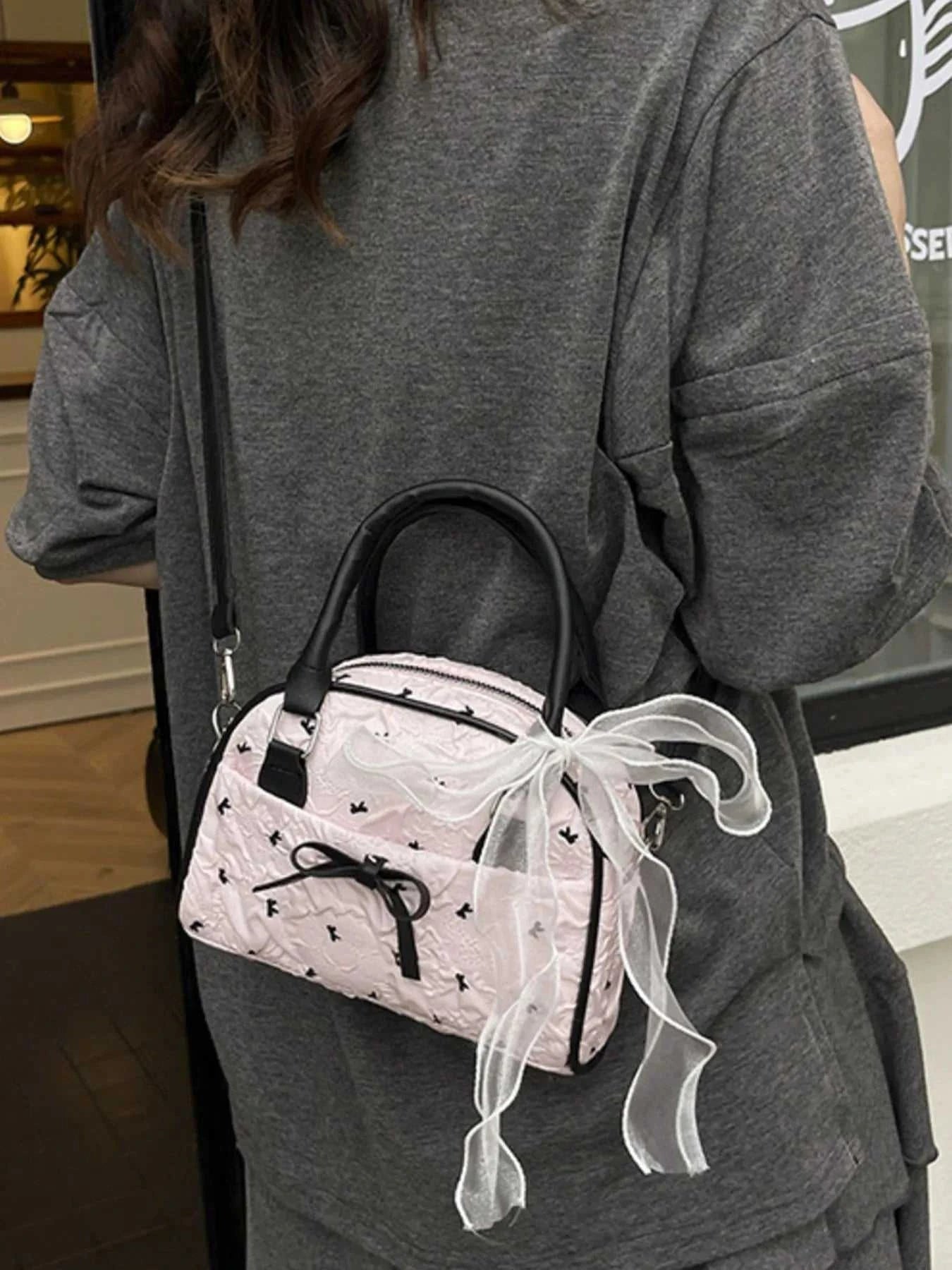Ruched Bow Crossbody Bag