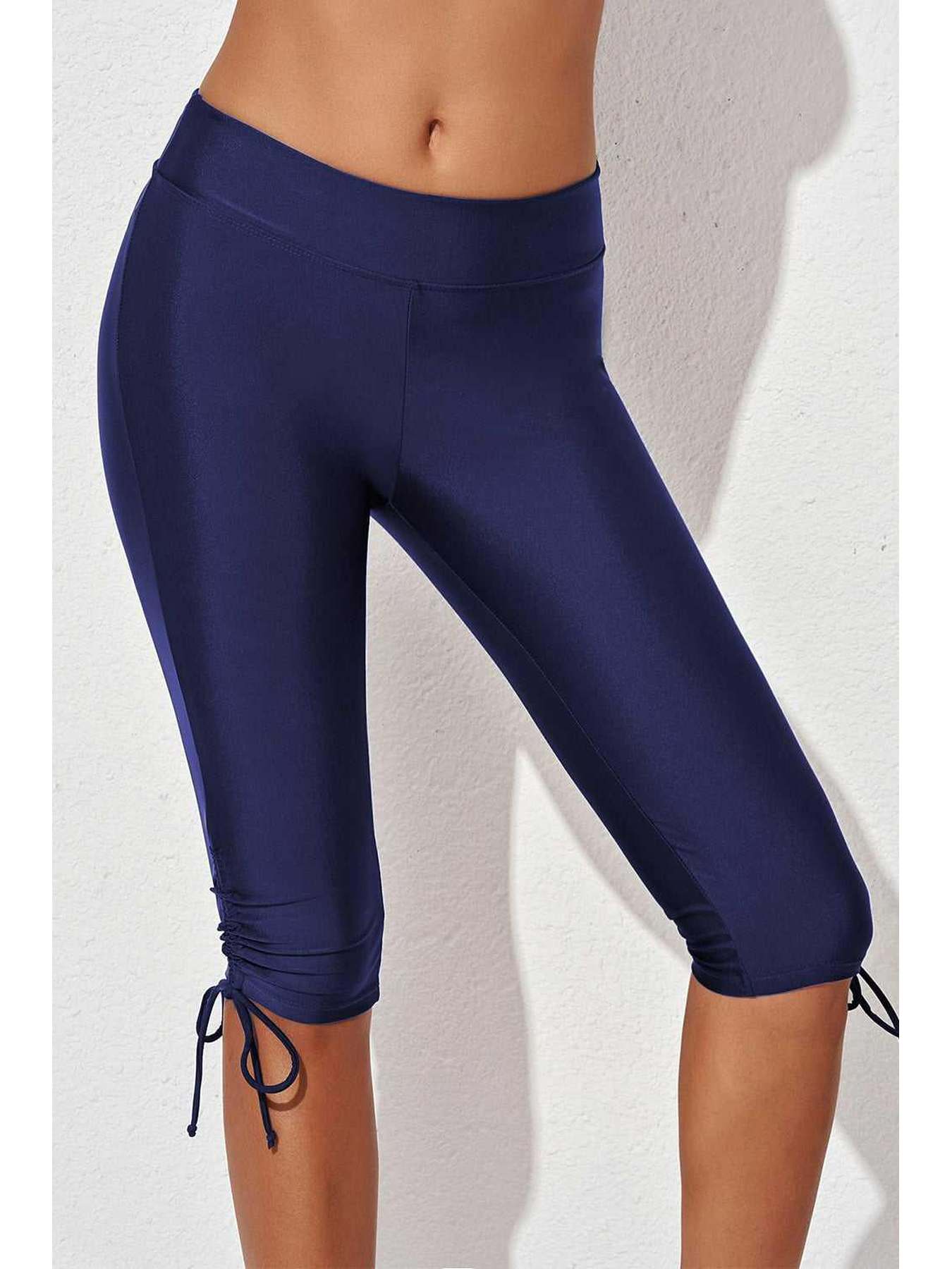 Drawstring Ruched Swim Shorts -- 