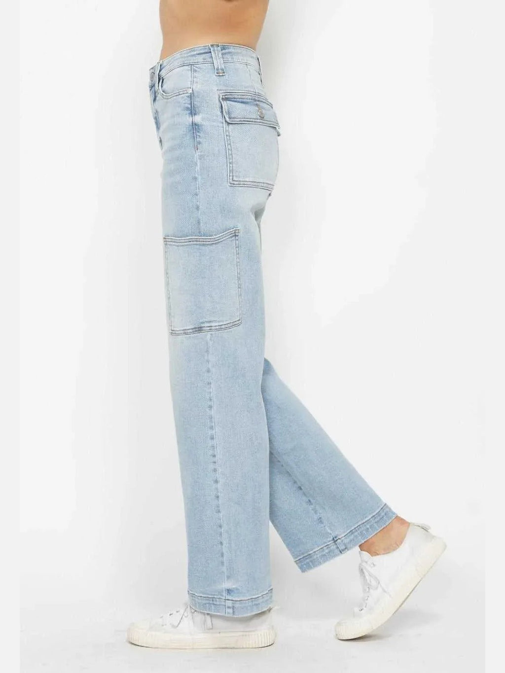 Judy Blue Full Size High Waist Straight Cargo Jeans -- 