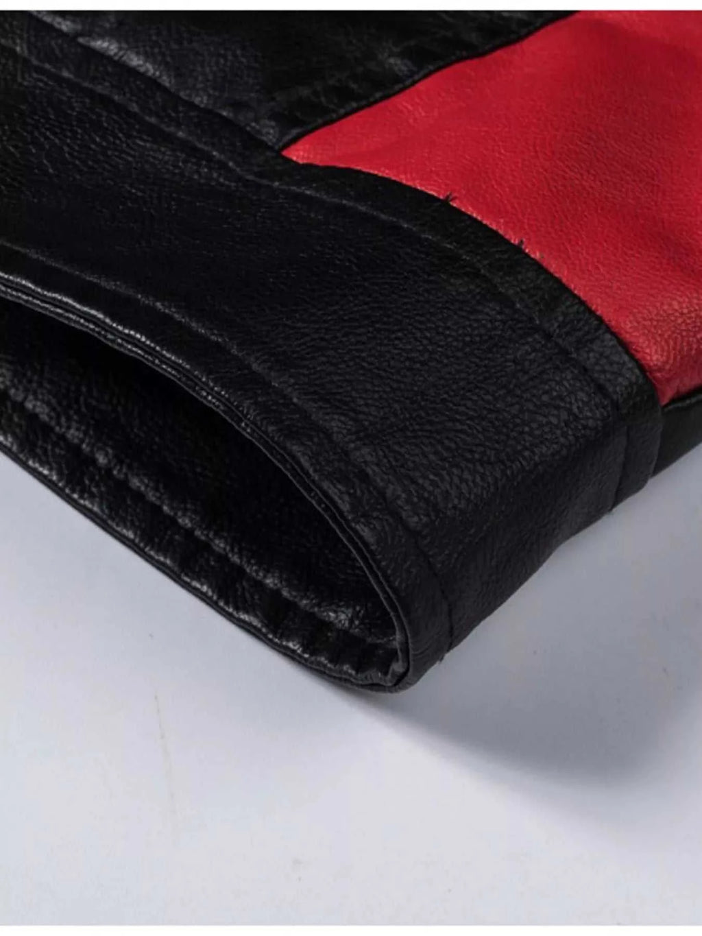 Men's Plus Size Two-Tone Slim Fit Motorcycle Leather Jacket