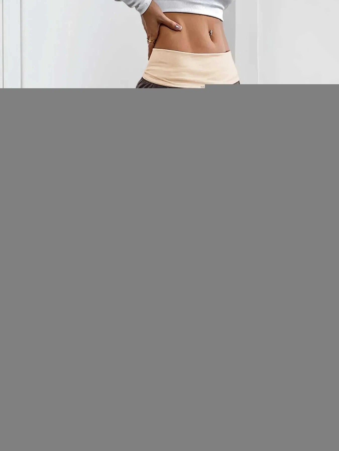 Contrast Waistband Wide Leg Pants -- 