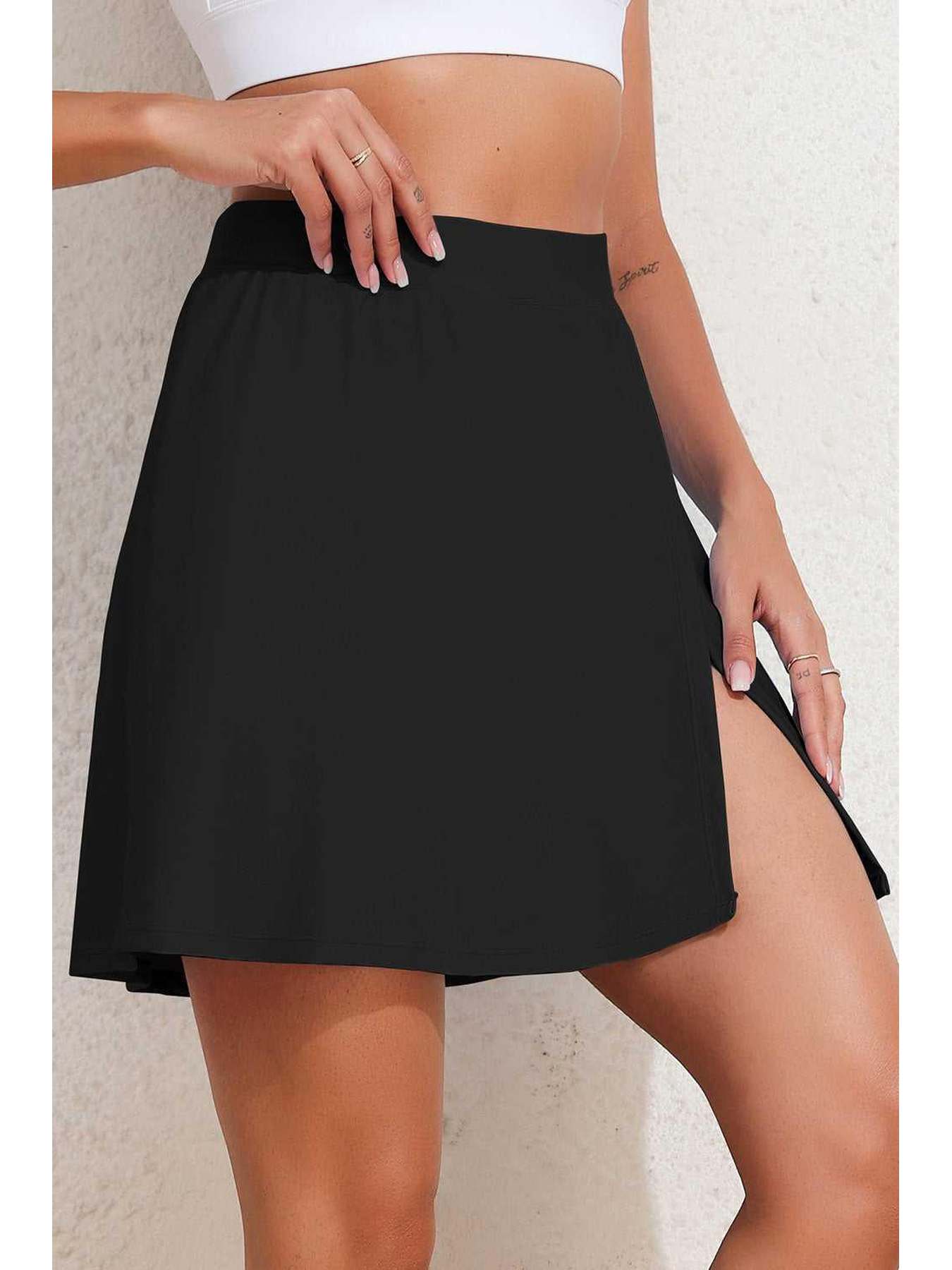 Slit Swim Skort with Pockets -- 