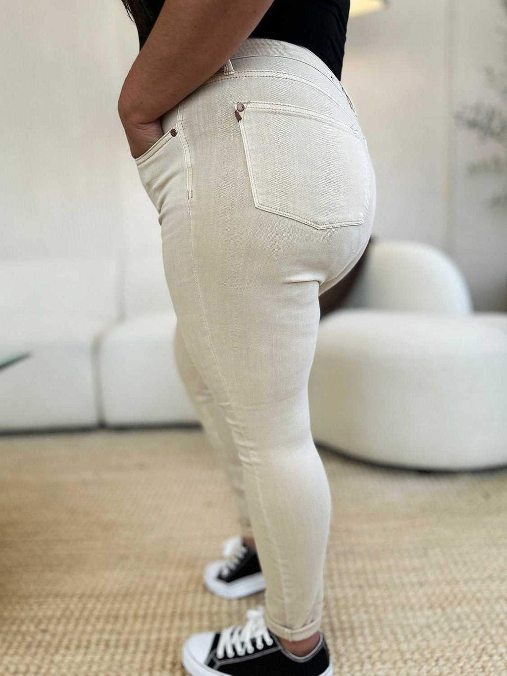 Judy Blue Full Size Garment Dyed Tummy Control Skinny Jeans -- 