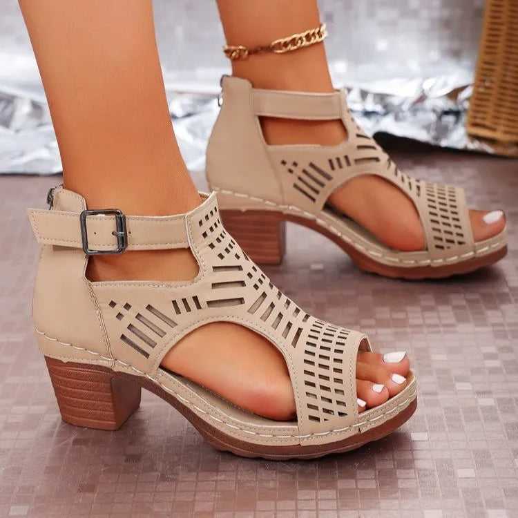 Open Toe Block Heel Sandals