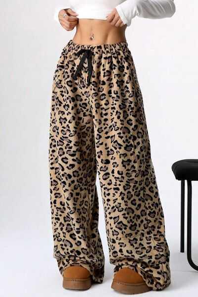 Leopard Wide Leg Pants -- 