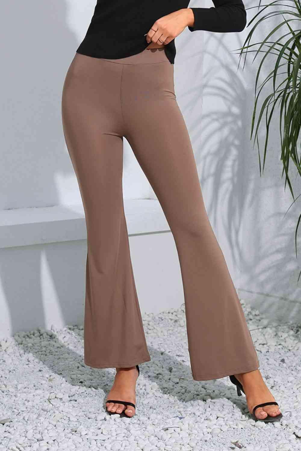 High Waist Long Flare PantsWomen's High Waisted Bell Bottom Trousers -- 