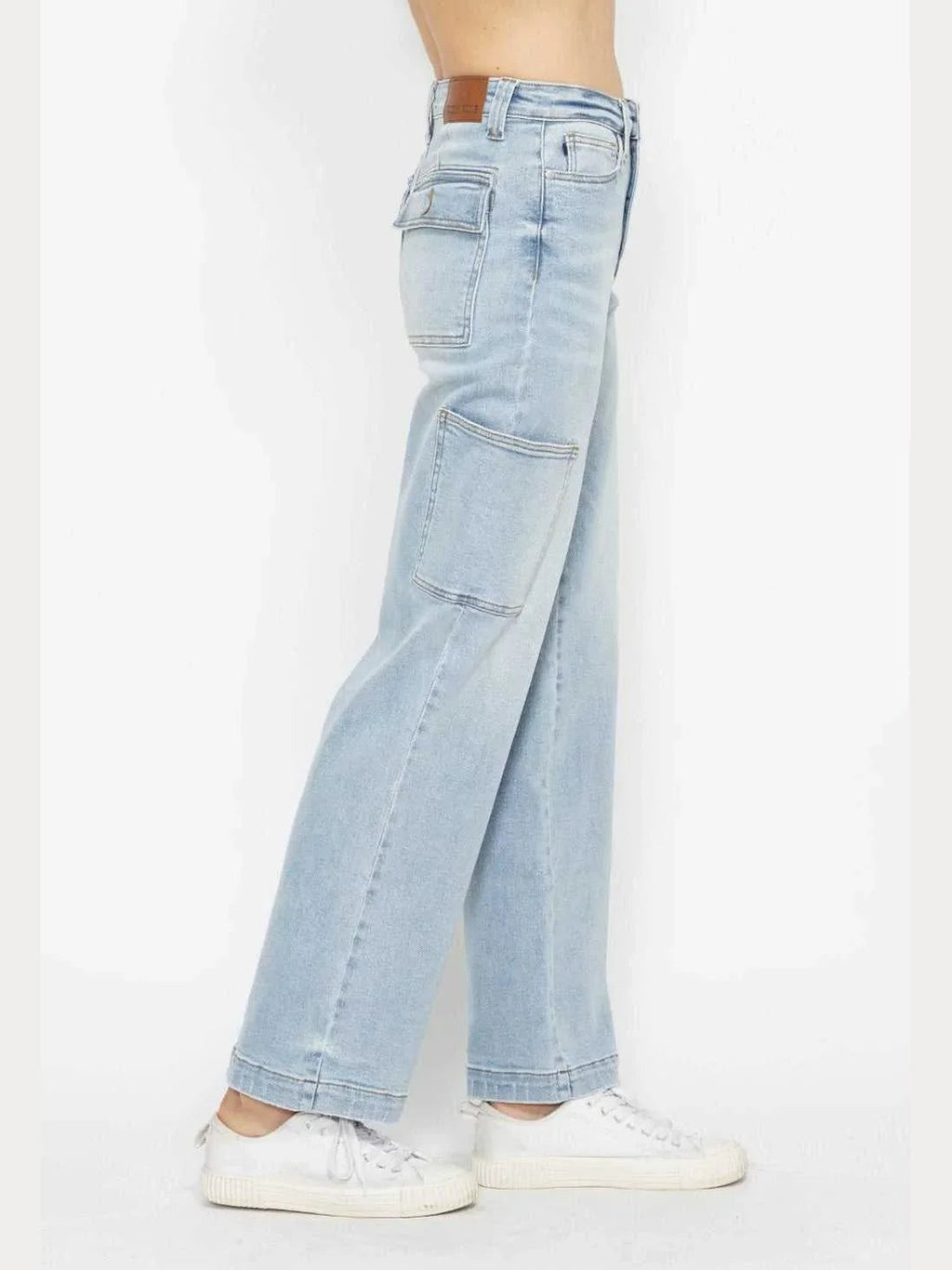 Judy Blue Full Size High Waist Straight Cargo Jeans -- 