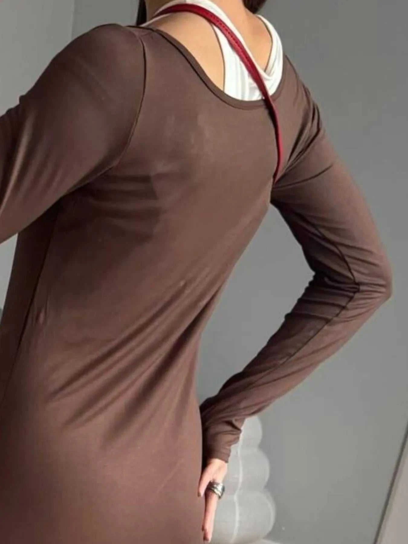 Contrast Long Sleeve Maxi Dress