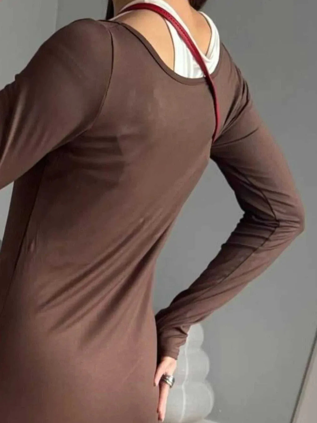 Contrast Long Sleeve Maxi Dress -- 