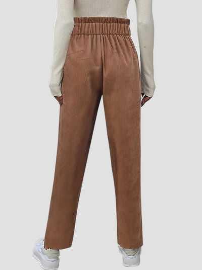 Decorative Button High Waist Pants -- 