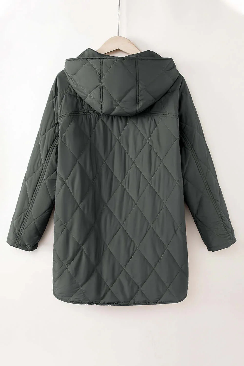 Snap Down Long Sleeve Quilted Winter Coat -- 