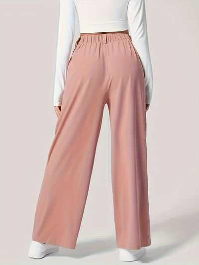 Women's Wide Leg Pants with Pockets -- 