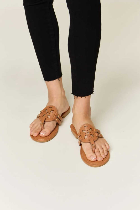 Forever Link Cutout PU Leather Open Toe Sandals - Hopeford Streams