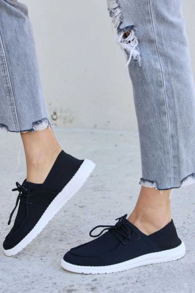 Forever Link Flat Round Toe Lace - Up Sneakers - Hopeford Streams