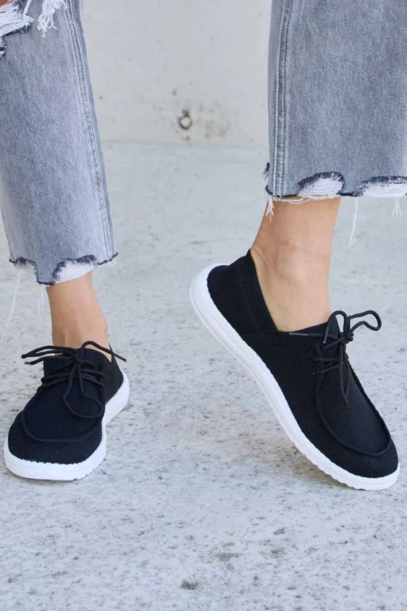 Forever Link Flat Round Toe Lace - Up Sneakers - Hopeford Streams