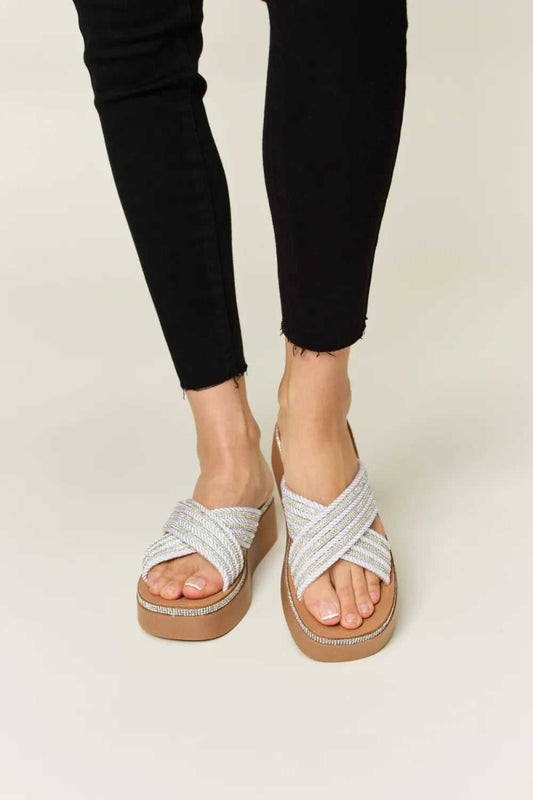 Forever Link Rhinestone Platform Wedge Sandals - Hopeford Streams